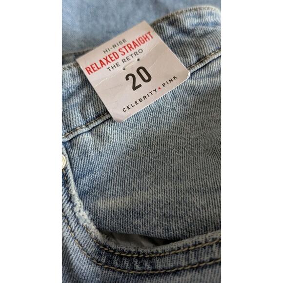 Celebrity Pink Hi Rise Relaxed Straight Jeans Retro Women Plus 20 Distressed - Picture 5 of 16